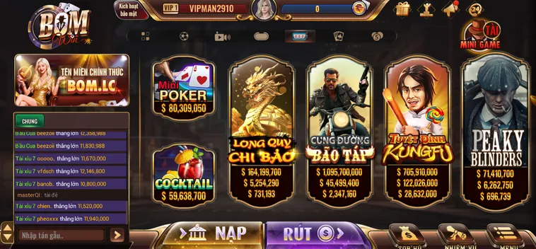 Sảnh Trò Chơi Slot Game BomWin Với Cơ Hội Nổ Hũ Khổng Lồ