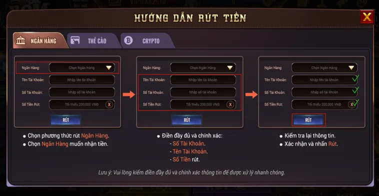 Rút tiền BomWin Về Tài Khoản Ngân Hàng Để Nhận Thưởng Siêu Tốc Và An Toàn Nhất