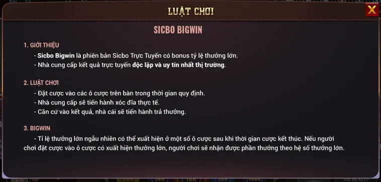 Sicbo BigWin Tại BomWin Sân Chơi Xúc Xắc Đẳng Cấp Với Tỷ Lệ Thắng Khủng